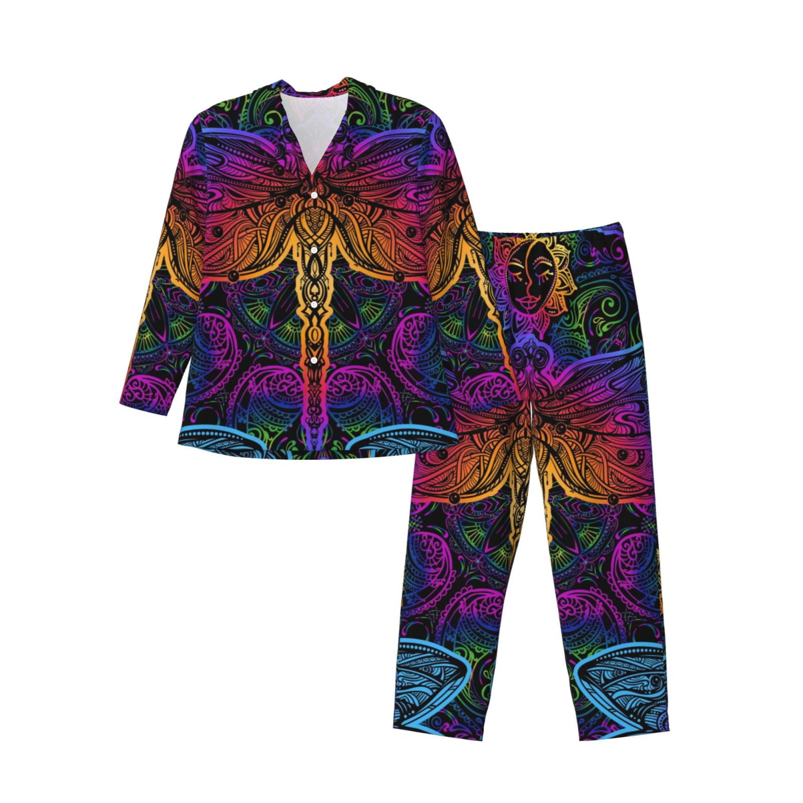 Haiem Indian Mandalas Dragonfly Pattern Men’s Long-sleeve Sleepwear ...