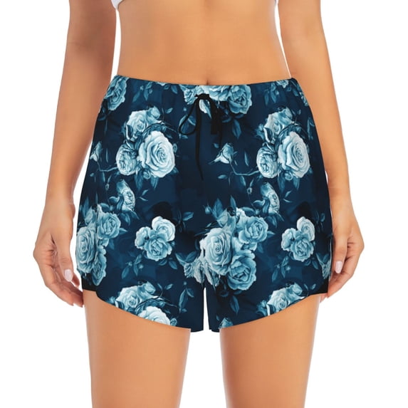 Haiem Ink Rose Women's 2 in 1 Running Shorts - Lightweight Athletic Workout Gym Yoga Breathable Sports Shorts Liner with Phone Pockets-XX-Large