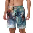 thumbnail image 1 of Haiem Ink Style Wave Dragon Mens Swim Trunks with Compression Liner 2 in 1 Swimming Shorts Stretch Swimwear Quick Dry,Board Shorts-Small, 1 of 9