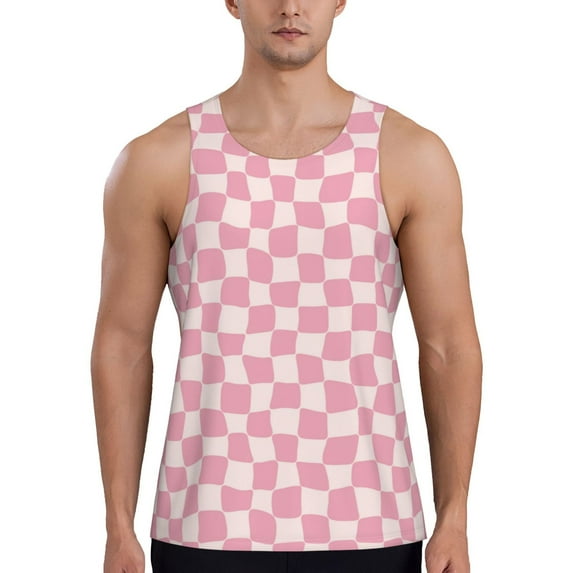 Haiem Irregular Plaid Men Workout Tank Top Gym Bodybuilding Sleeveless Muscle T Shirts Athletic Tank Breathable Workout Shirt-Small
