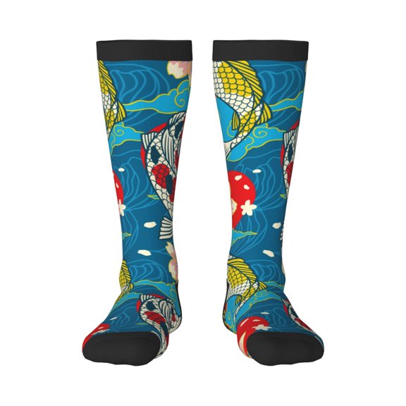 Haiem Japanese Koi Socks, Funny Novelty Crazy Design Cotton Socks Sports Socks Knee High Socks For Men, Women,1Pairs - Gift For Working Friends