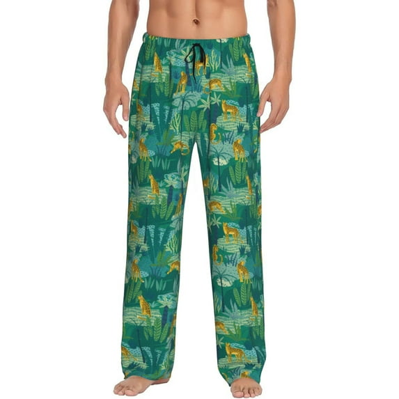 Haiem Jungle Leopard Men's Pajama Pants Ultra Lightweight Pjs Bottoms Sleepwear Bottom Pants With Pocket Drawstring-Small