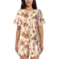 thumbnail image 1 of Haiem Key Lock And Flowers Pattern Pajama Set for Women 2 Piece Lounge Set Short Sleeve Tops and Shorts Soft Sleepwear-4X-Large, 1 of 7