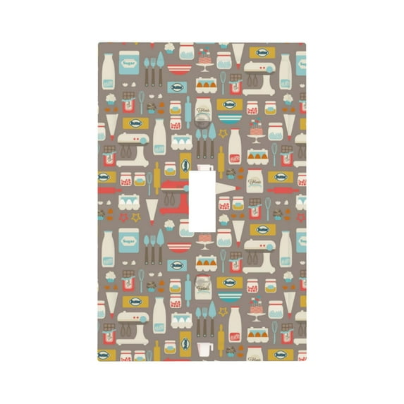 Haiem Kitchen Food Pattern Decorative Wall Plates, 1-Gang 5.0" x3.0", Unbreakable Thermoplastic Faceplate Cover for Decorator Receptacle Outlet & Switch-Style T