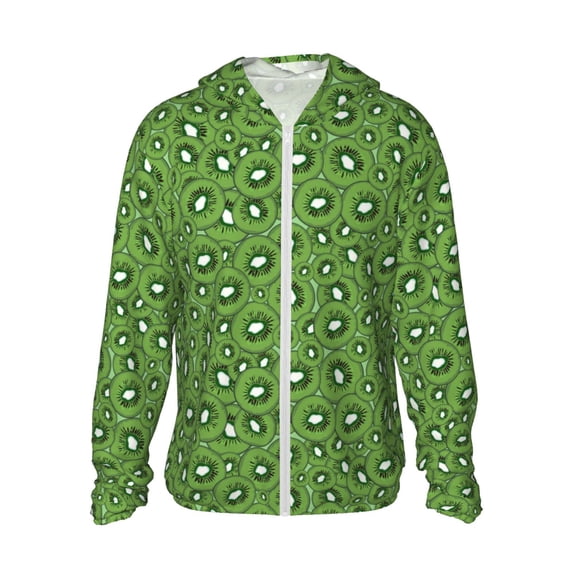 Haiem Kiwi Fruit UPF 50+ Fishing Shirts for Men Long Sleeve UV Sun Protection Hoodie Non-Mask Outdoor Hiking Shirts