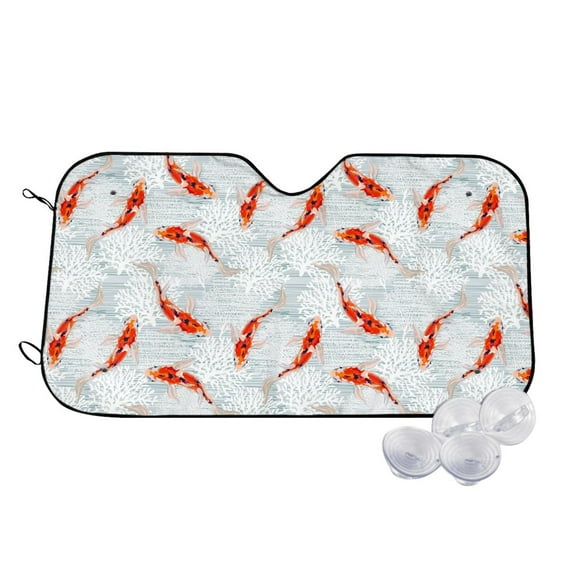 Haiem Koi Fish Corals,Spring Summer Car Windshield Sun Shade - Blocks UV Rays Sun Visor Protector, Sunshade to Keep Your Vehicle Cool, Universal Fit SUV Van Sedan-Medium