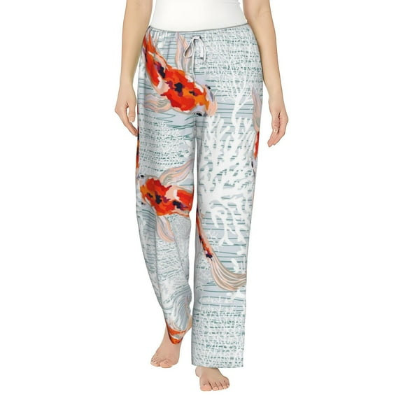 Haiem Koi Fish Corals,Spring Summer Women's Pajama Pants Ultra Lightweight Pjs Bottoms Sleepwear Bottom Pants With Pocket Drawstring-XX-Large