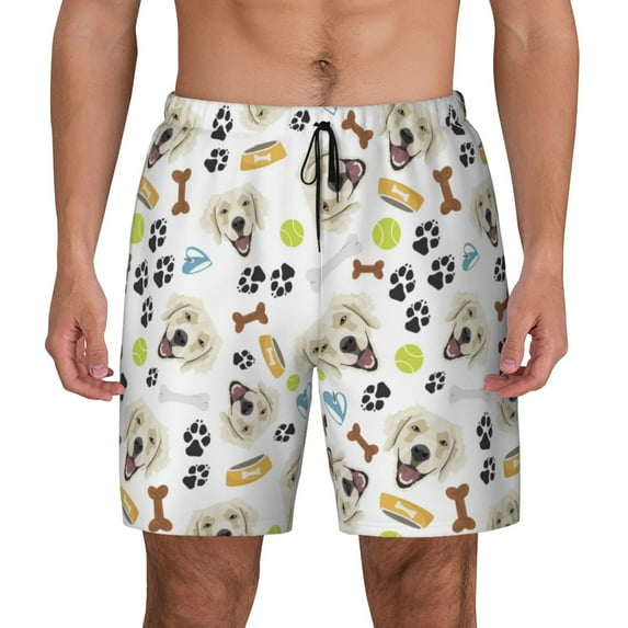 Haiem Labrador Retriever Dog Mens Swim Trunks with Compression Liner 2 in 1 Swimming Shorts Stretch Swimwear Quick Dry,Board Shorts-XX-Large