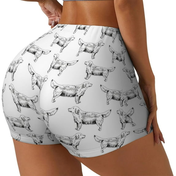 Haiem Labrador Retriever Dog No Front Seam Biker Shorts for Women Yoga Workout Gym Bike Shorts with Tummy Control Moisture-Wicking-Large