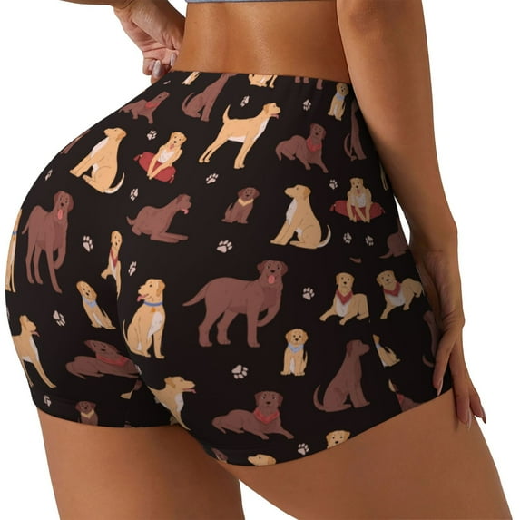 Haiem Labrador Retriever Dog No Front Seam Biker Shorts for Women Yoga Workout Gym Bike Shorts with Tummy Control Moisture-Wicking-X-Large
