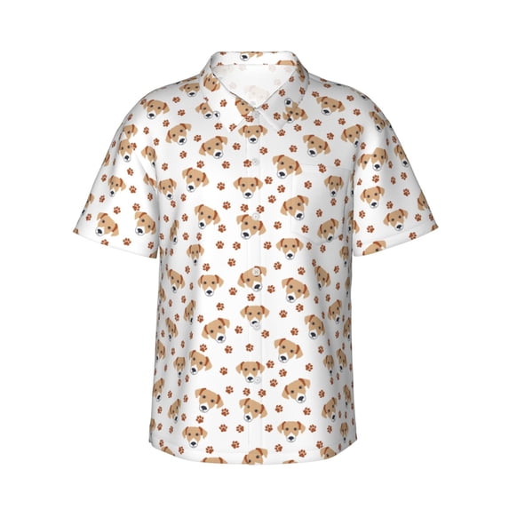 Haiem Labrador Retriever Dog Printed Hawaiian Shirt for Men - Men’s Casual Beach Summer Shirts - Stretch Fabric with Modern Fit-Large