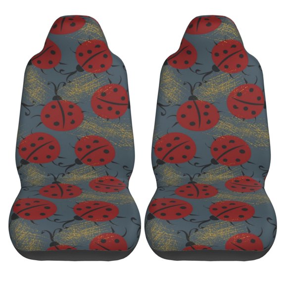 Haiem Ladybug Printed Car Seat Covers Set of 2, Universal Fit Car Seat Covers,Protective Seat Covers,Comfortable Car Seat Covers, Easy Installation Seat Covers, Vehicle Seat Covers