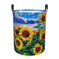 thumbnail image 1 of Haiem Landscape With Sunflowers Leather Dirty Clothes Laundry Basket,Sturdy & Waterproof,Collapsible Round Design For Efficient Space Management,Multi-Purpose Storage Basket, 1 of 8