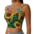 thumbnail image 1 of Haiem Landscape With Sunflowers Pattern Womens Sports Bra - U Neck Padded Low Impact Yoga Bra Workout Crop Top Gym Moisture-Wicking Workout Vest -X-Large, 1 of 9