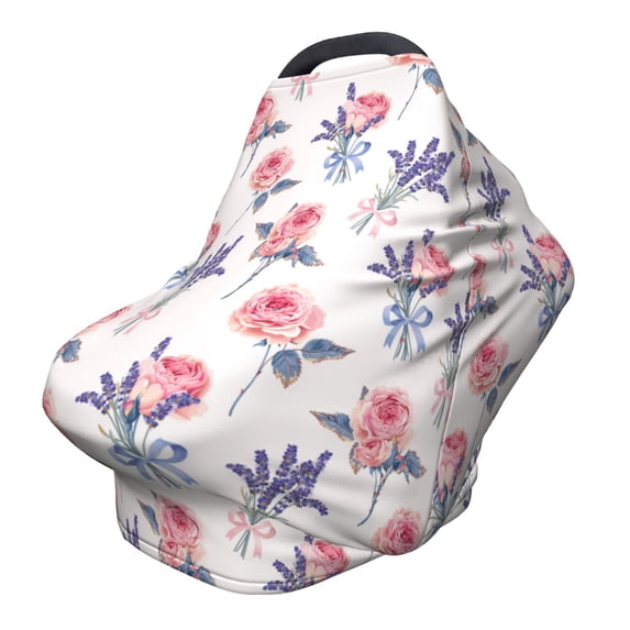 Haiem Lavender Flowers Baby Nursing Cover & Nursing Poncho - Multi Use Cover for Baby Car Seat Canopy, Stroller Cover, 360°Full Privacy Breastfeeding Coverage