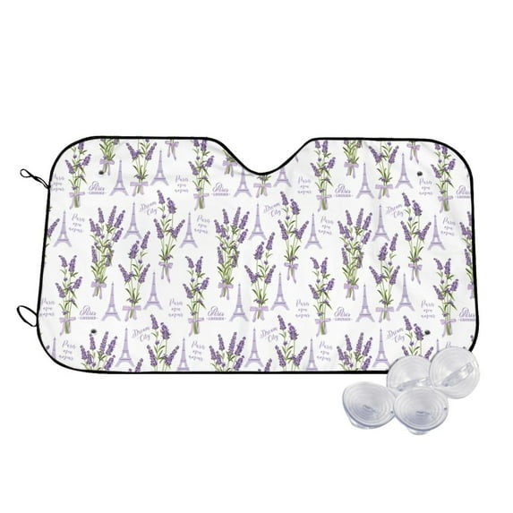 Haiem Lavender Flowers Car Windshield Sun Shade - Blocks UV Rays Sun Visor Protector, Sunshade to Keep Your Vehicle Cool, Universal Fit SUV Van Sedan-Small
