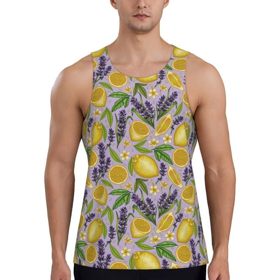 Haiem Lavender Flowers Men Workout Tank Top Gym Bodybuilding Sleeveless Muscle T Shirts Athletic Tank Breathable Workout Shirt-XX-Large