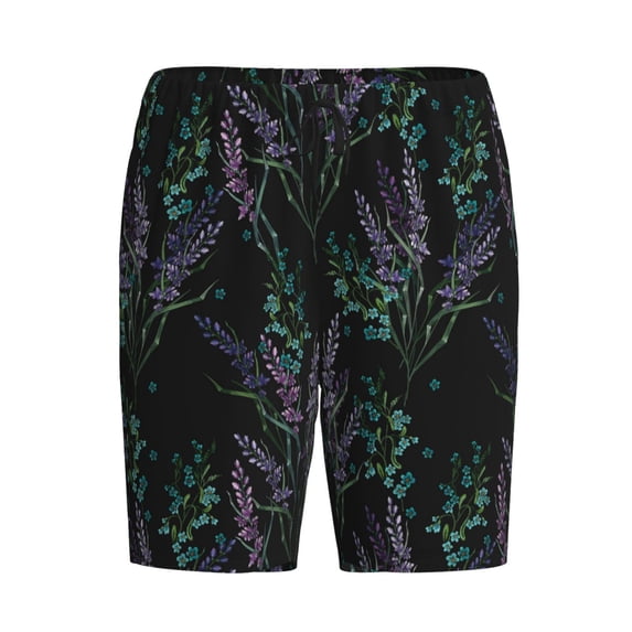 Haiem Lavender Flowers Men's Pajama Short with Soft Woven Cotton Elastic Waistband Sleep Short-4X-Large
