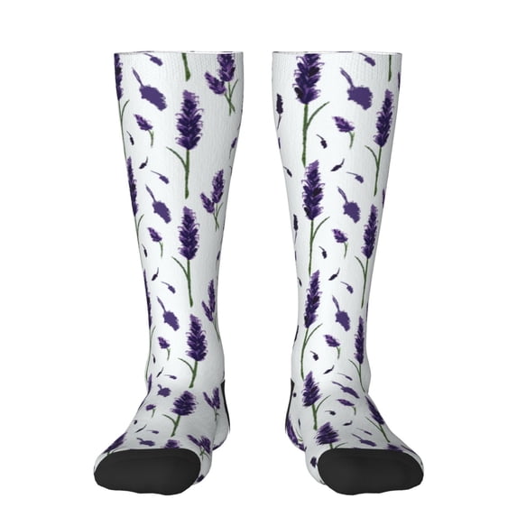 Haiem Lavender Flowers Socks, Funny Novelty Crazy Design Cotton Socks Sports Socks Knee High Socks For Men, Women,1Pairs - Gift For Working Friends