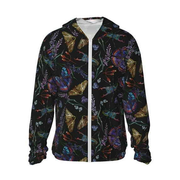 Haiem Lavender Flowers UPF 50+ Fishing Shirts for Men Long Sleeve UV Sun Protection Hoodie Non-Mask Outdoor Hiking Shirts