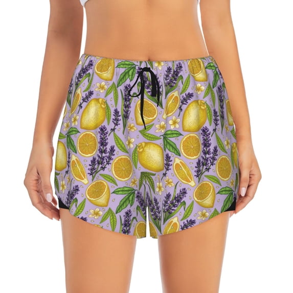 Haiem Lavender Flowers Women's 2 in 1 Running Shorts - Lightweight Athletic Workout Gym Yoga Breathable Sports Shorts Liner with Phone Pockets-XX-Large