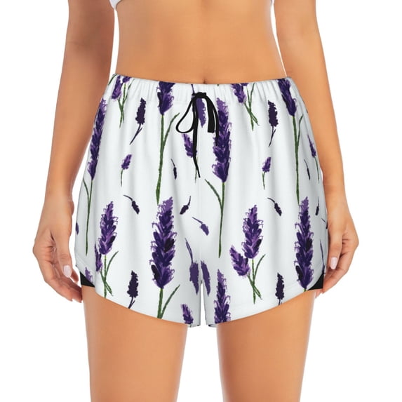Haiem Lavender Flowers Women's 2 in 1 Running Shorts - Lightweight Athletic Workout Gym Yoga Breathable Sports Shorts Liner with Phone Pockets-XX-Large