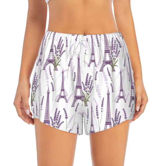 Haiem Lavender Flowers Women's 2 in 1 Running Shorts - Lightweight Athletic Workout Gym Yoga Breathable Sports Shorts Liner with Phone Pockets-Small