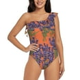 thumbnail image 1 of Haiem Lavender Flowers Women's One Piece Swimsuits Tummy Control One Shoulder Bathing Suits Ruffle Swimwear-Small, 1 of 8