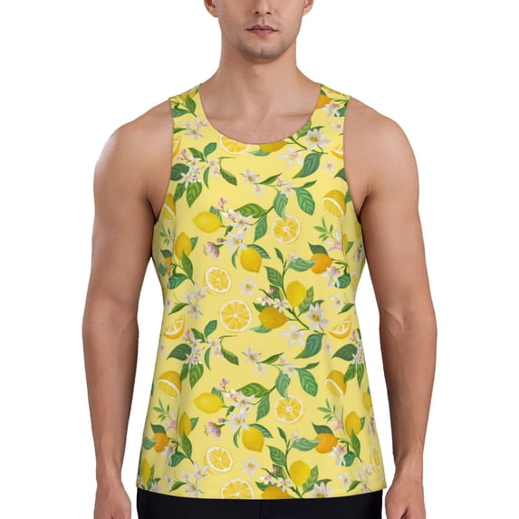 Haiem Lemon (2) Men Workout Tank Top Gym Bodybuilding Sleeveless Muscle T Shirts Athletic Tank Breathable Workout Shirt-4X-Large