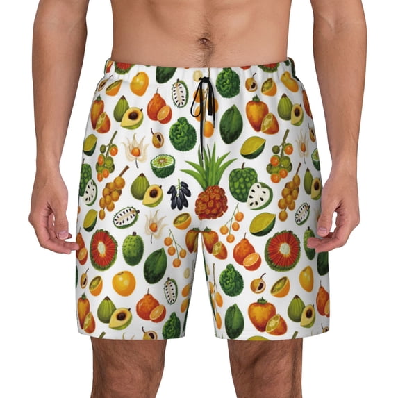 Haiem Lemon Fruits Vegetables Mens Swim Trunks with Compression Liner 2 in 1 Swimming Shorts Stretch Swimwear Quick Dry,Board Shorts-3X-Large
