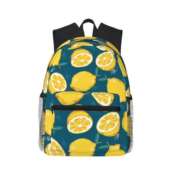 Haiem Lemon Lightweight Backpack for School, Classic Basic Water Resistant Casual Daypack for Travel with Bottle Side Pockets