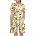 thumbnail image 1 of Haiem Lemon Pattern Women's Short-Sleeve Scoop Neck Swing Dress, 1 of 6