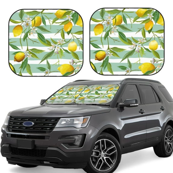 Haiem Lemon Windshield Sun Shade: Universal Foldable 2-Piece Car Front Window Sunshade - Blocks Uv Rays, And Reduces Heat,Essential Car Accessory Large