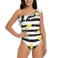 thumbnail image 1 of Haiem Lemon Women's One Piece Swimsuits Tummy Control One Shoulder Bathing Suits Ruffle Swimwear-Small, 1 of 8