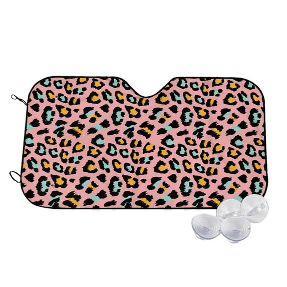 Haiem Leopard Car Windshield Sun Shade - Blocks UV Rays Sun Visor Protector, Sunshade to Keep Your Vehicle Cool, Universal Fit SUV Van Sedan-Medium