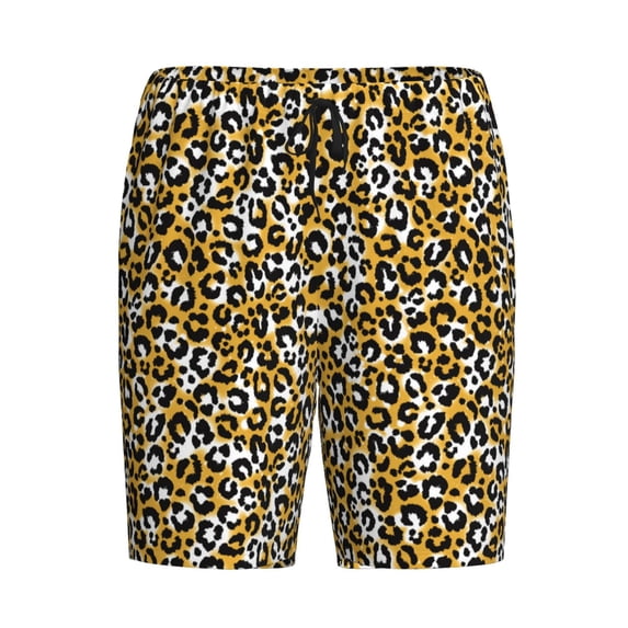 Haiem Leopard Men's Pajama Short with Soft Woven Cotton Elastic Waistband Sleep Short-Medium