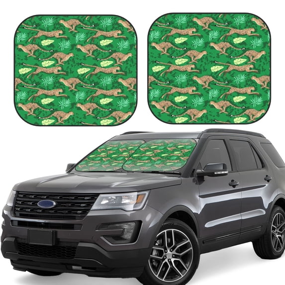 Haiem Leopard Print Car Windshield Sun Shade (2 Pieces) Foldable Windshield Sun Shade Car Accessories for Truck SUV Pickup-Small