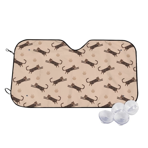 Haiem Leopard Print Car Windshield Sun Shade - Blocks UV Rays Sun Visor Protector, Sunshade to Keep Your Vehicle Cool, Universal Fit SUV Van Sedan-Small