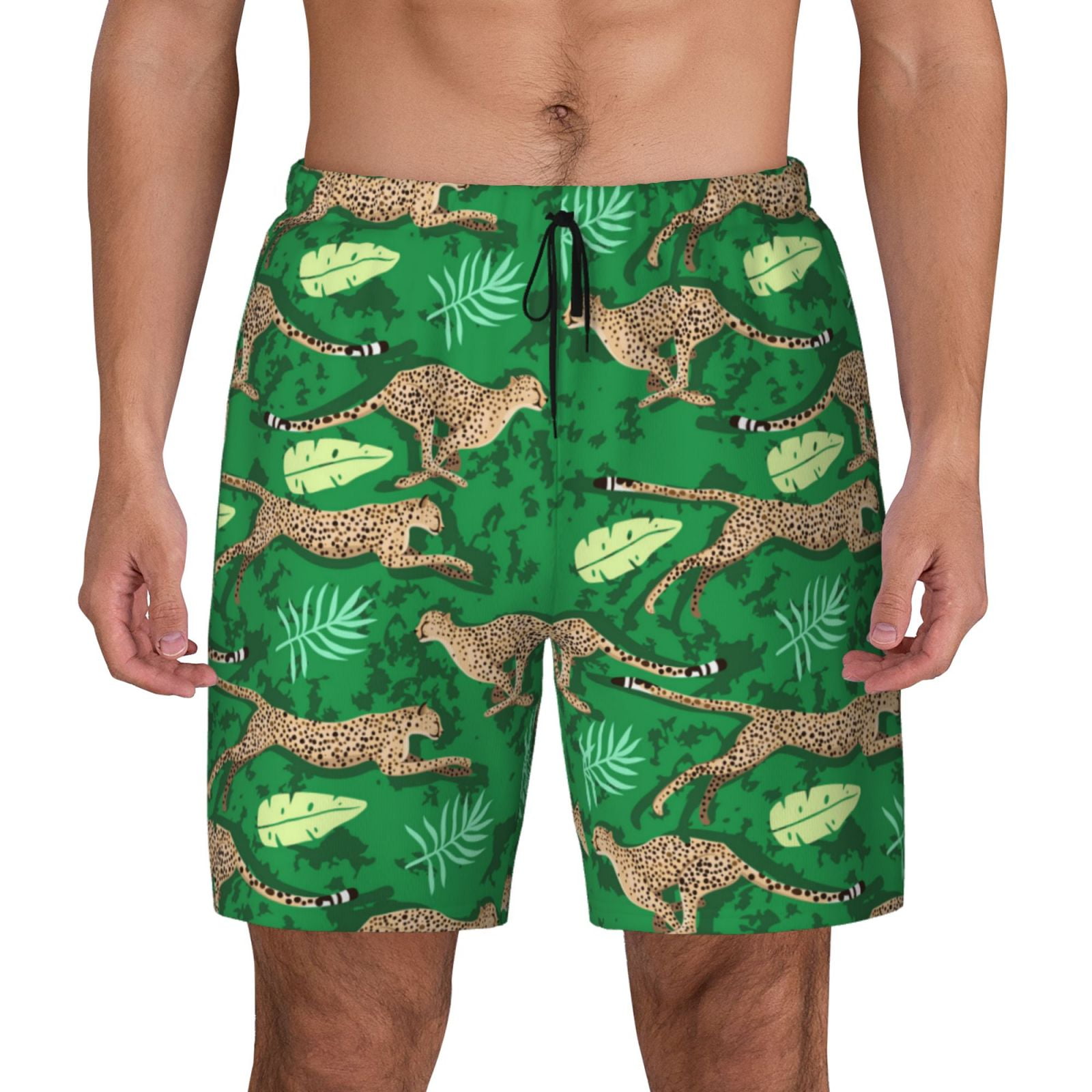Haiem Leopard Print Mens Swim Trunks with Compression Liner 2 in 1 ...