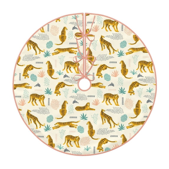 Haiem Leopard Print Pattern Christmas Tree Skirt Merry Christmas Party Christmas Tree Decoration,New Year Decorations-36"