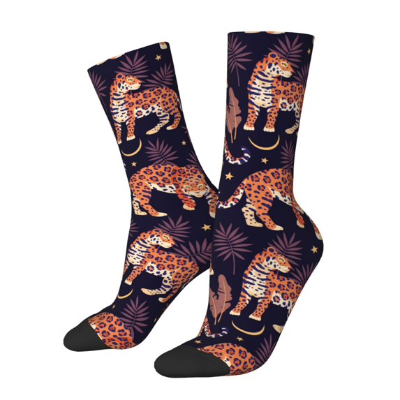 Haiem Leopard Print Pattern Crew Socks – Soft & Durable Moisture-wicking Socks, Stay-Up Fit for Business, Work, and Casual Wear Size 5-11