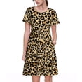 thumbnail image 1 of Haiem Leopard Print Pattern Women's Short-Sleeve Scoop Neck Swing Dress, 1 of 6