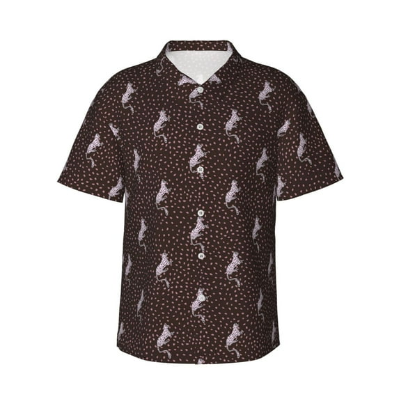 Haiem Leopard Print Printed Hawaiian Shirt for Men - Men’s Casual Beach Summer Shirts - Stretch Fabric with Modern Fit-X-Large