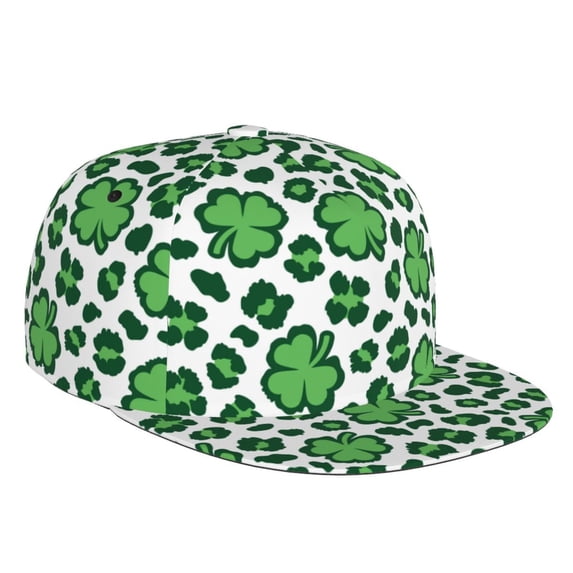 Haiem Leopard print St. Patrick's Day Classic Snapback Cap Flat Bill Hat Baseball Cap Adjustable Size Cotton Dad Hat