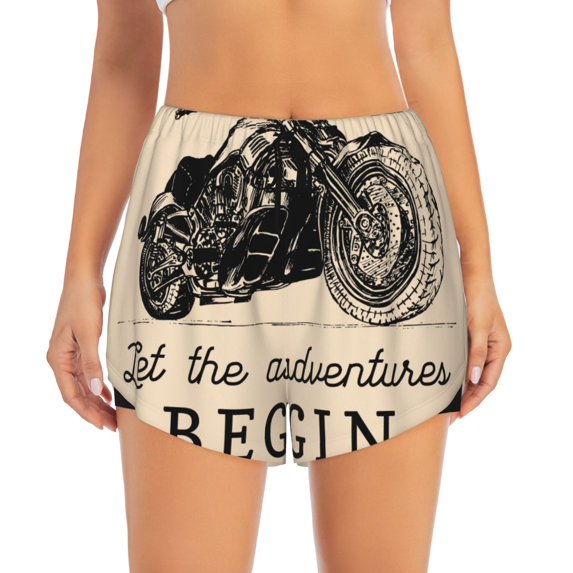 Haiem Let The Adventure Begin Women's 2 in 1 Running Shorts - Lightweight Athletic Workout Gym Yoga Breathable Sports Shorts Liner with Phone Pockets-XX-Large