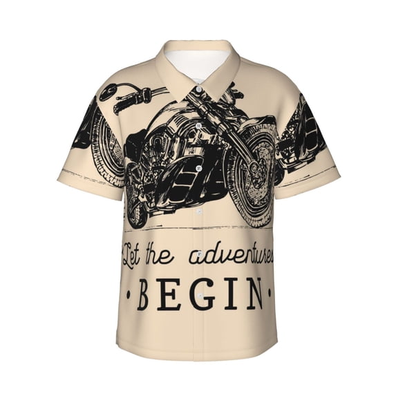 Haiem Let The Adventure Begin Printed Hawaiian Shirt for Men - Men’s Casual Beach Summer Shirts - Stretch Fabric with Modern Fit-XX-Large