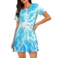 thumbnail image 1 of Haiem Light blue flash Print Women’s Short-sleeved Nightdress – Comfortable and Loose-Fit Sleepwear, Soft Cotton Sleep Shirt for Relaxing, Casual Nightdress, 1 of 6