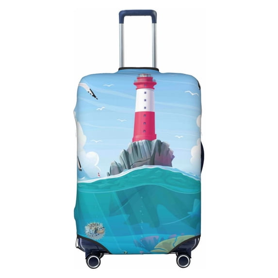 Haiem Lighthouse Sea Port Luggage Cover Printed Suitcase Covers for Luggage Elastic Washable Suitcase Protector Fits 18-32 Inch Luggage-X-Large