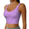 thumbnail image 1 of Haiem Lilac Glittering Pattern Womens Sports Bra - U Neck Padded Low Impact Yoga Bra Workout Crop Top Gym Moisture-Wicking Workout Vest -, 1 of 9