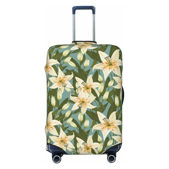 Haiem Lilies Flowers Luggage Cover Printed Suitcase Covers for Luggage Elastic Washable Suitcase Protector Fits 18-32 Inch Luggage-Large